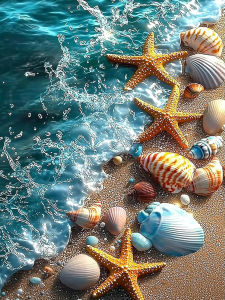 Jigsaw Puzzle Seaside Starfish Shell Ocean Artwork 500/1000/1200/2000PCS Stress Relief Puzzle Wall Art Decor Gift