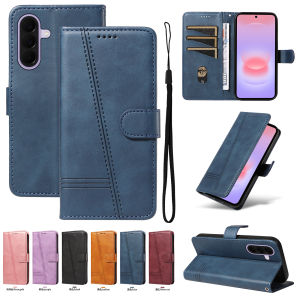 Leather Wallet Flip Case for Samsung Galaxy S22 S23 S24 S25 S26 FE Ultra Plus Edge | Stand Embossed Design Card Holder Cover
