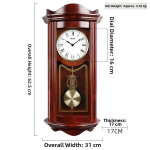 Hense | Silent Wooden Grandfather Clock with Melody and Bell Striking