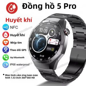 Đồng Hồ Thông Minh GT5 Pro NFC Dành Cho Nam Màn Hình AMOLED Theo Dõi Nhịp Tim Gọi Bluetooth Chống Nước IP68 Tương Thích Với Android/iOS