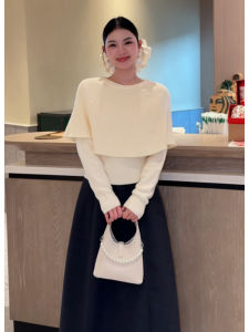 YUEZHONGWEI | Spring Stylish Cape Knitted Set