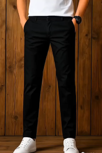 Celana Chino Panjang Skiny Hitam Pria Dewasa Bahan Katun Melar size 27-38