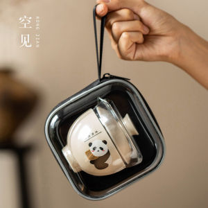 Portable Ceramic Travel Tea Set Single Person Panda Tea Cup Female Style Quick Guest Cup Chai Jùn Porcelain Tea Utensils