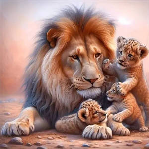 Huacan 5D DIY Lion Mother Child Diamond Painting New Arrivals 2025 Animal Diamond Embroidery Full Mosaic Wall Decor