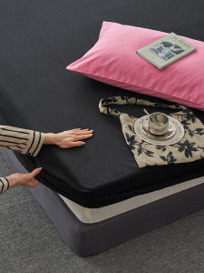 ผ้าปูที่นอนแบบรัดมุมผ้าฝ้ายล้วนสีดำดูแพงผ้าปูเตียงชิ้นเดียวผ้าคลุมที่นอน Simmons M ผ้าคลุมกันฝุ่น