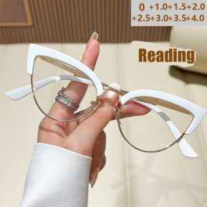 Fashion Metal Cat Eye Reading Glasses Anti-blue Light Womens High-definition Protective Lens Look Younger Reading Glasses 039