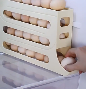 COD Rak Telur Tingkat 4 Susun Egg Tray Storage Organizer Tempat Penyimpanan Minimalis