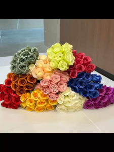 Rosebuds 10 Stem Artificial Flower Brides Bouquet Rose Bud Fake Flowers For Home Wedding Decorative Ornaments Rainbow