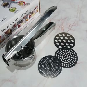 3 In 1 Alat Penghancur Kentang Potato Masher Ricer Juicer Alat Press Kentang Masher Juicer Presser Ganghan Penghancur Kentang Buah Stainless Steel