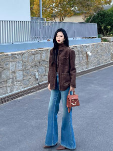 Blue High Waist Wide Leg Jeans Womens Spring Autumn Elastic Slimming Versatile Long Pants Non-Matching Comfortable Fit