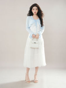 Váy Dây Ngọt Ngào Thiết Kế Nhỏ Gọn Mùa Hè Đa Năng Thon Gọn Cardigan Váy Chữ a Váy Dài Vừa Phải Không Tay Cổ Tròn