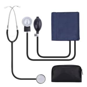 Manual Blood Pressure Monitor BP Aneroid Baumanometer Stethoscope Upper Arm Sphygmomanometer with Zipper Bag for Adult Cuff Home