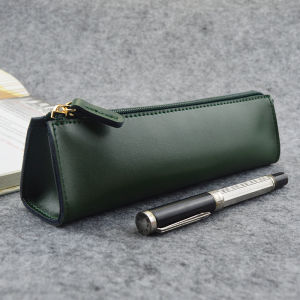 Large Capacity Leather Pencil Case Simple Design Office Supplies Storage Bag for Students And Business People Boys And Girls