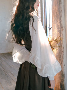 Áo Sơ Mi Ren Viền Tay Đèn Lồng Phong Cách Pháp Cổ Điển Miss Egg Original Moonlight Floating Star Mùa Xuân Mới