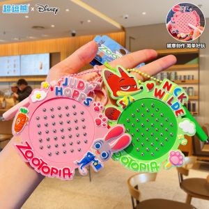 Zootopia Magnetic Absorption Steel Ball Bag Charm Couple Cute Keychain 2025 New Style Bag Accessories Animal City Drawing Board