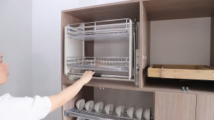 Double layer 304 Stainless Steel Pull Down Dish Rack Kitchen Pull Out Rack Kitchen Cabinet Pull Down