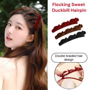 Internet Celebrity Sweet Duckbill Hairpin Fashion Flocked Hair Clip Broken Hair Braided Side Bangs Hairpin Girls Hair Accessories