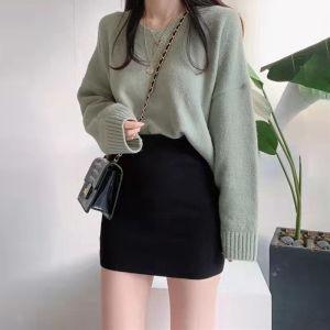 High Waist Thickened Black Wrap around Short Skirt Womens Spring Summer a Line Mini Skirt Wool Blend Slimming One Step Skirt