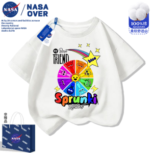 NASA Rhythm Box Kids Short Sleeve T-Shirt Pure Cotton Summer New Cartoon Half Sleeve Top for Boys And Girls Standard Fit round Neck