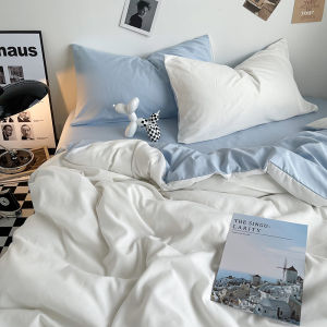 Washed Cotton Bedding Three-Piece Set Single Solid Color Summer Bedding Four-Piece Cover Dormitory Single Pillowcase 1.8m