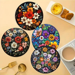 4-piece set - wooden placemat anti slip and heat-resistant desktop protection dining table decoration restaurant gift