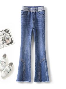 กางเกงยีนส์ทรงขาบานเอวสูงสำหรับผู้หญิง ทรงตรง ทรงสลิม ทรงขาบาน ทรงหลวม ทรงลำลอง ฤดูใบไม้ร่วง 2024 กางเกงยีนส์ทรงขาบาน