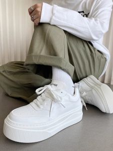 Fashionable Thick-Heeled Mens Sneakers Winter New Style Casual Shoes Comfortable All-Match Low Top Sneakers Trendy White Sneakers