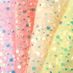 Glitter Sequin Lace Fabric 59x17.7in Theatre Costume Party Wear DIY Fashion Accessories (Lightweight & Shiny)