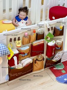 Baby Crawling Mat Fence Storage Hanging Bag Shoe Cover Toy Diaper Bib Storage Organizer Versatile Household Item Dormitory Use