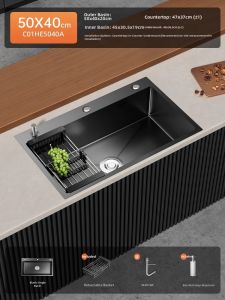 MEICHUWUYU | Single Large Basin Kitchen Sink Stainless Steel Nano-treated