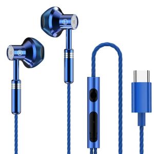 Type‑C /3.5mm Metallic Wired Earbuds Sports Gaming Headphones with HD Microphone Universal Headset for Smartphones