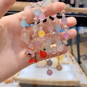รูปแบบการ์ตูนจี้สร้อยข้อมือสาวนักเรียน/สร้อยข้อมือเชือกยืดหยุ่นหลายสีลูกปัดคริสตัล/อุปกรณ์เสริมแฟชั่นผู้หญิง