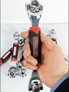 AUTOfun 48-In-1 Kunci Pas Tiger Wrench Multifungsi 360 ° 100% Bahan Baja Asli Rotasi Soket Ratchet Kunci Dapat Beradaptasi dengan Sekrup Alat Perbaikan Suku Cadang Mobil Rumah Tangga