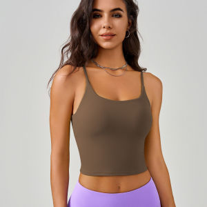 เสื้อกั๊กโยคะกีฬาใหม่สำหรับผู้หญิง สายเดี่ยว บรากระชับหน้าอก ทรงคัพ ใส่ได้ทั้งในและนอกบ้านในช่วงฤดูร้อน ผ้าฝ้ายโพลีเอสเตอร์