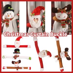 Christmas Curtain Holder Hook Cartoon Elk Snowman Santa Claus Curtain Tieback Buckle Clips Xmas Ornaments Home Decoration