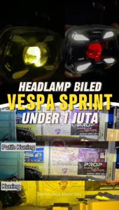 HEADLAMP LAMPU DEPAN PROJIE BILED VESPA SPRINT MATIC 3 WARNA PUTIH KUNING COKLAT LUMINOS ORIGINAL SUPER TERANG
