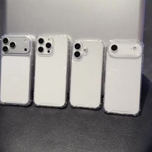 Luxury Transparent Acrylic Four Corner Shockproof Case For iPhone 17 16 E 15 14 13 12 11 Pro Max Air Plus Soft Bumper Hard Cover