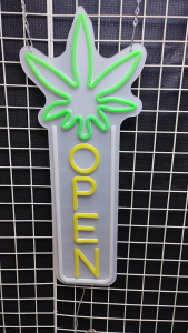 OPEN สีเหลือง+ขาว ขนาด 60 X 24 X 1.5cm ป้ายไฟนีออน หน้าร้าน ป้ายไฟตัวอักษร ตกแต่งหน้าร้าน สร้างความโดดเด่นให้ร้านคุณ