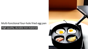 Teflon Sekat 4 Anti Lengket Telur Ceplok Pan Pancake 4 Lubang Cetakan Penggorengan Model Love Dan Bulat