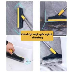 Bàn chải vệ sinh sàn nhà vệ sinh lông cứng cán dài cho khe gạch và bồn cầu công cụ làm sạch sàn nhà bền bỉ cho gia đình