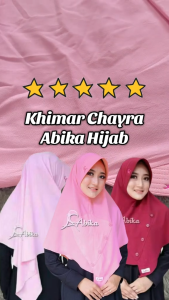 New Hijab Abika Khimar Chayra AB 100 Merah Muda Bubble Crepe Premium