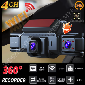 4*1080P Video Recorder 3/4 Lens WIFI DashCam for Car DVR 360°Auto Camera Black Box Night Vision 24H Parking Monitor Car Assecory