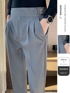 Fall Gorkha District Slim-Fit Paris High Waist Casual Suit Pants