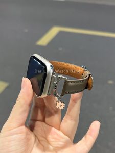 สายนาฬิกาหนังโลหะรุ่นใหม่ คลิปหมีขนาดเล็ก เหมาะกับ Apple Watch S10 Applewatch S98SE Huawei Fit3GT54