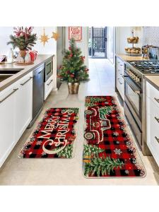 Thảm Chống Trượt Nhà Bếp Thiết Kế Hình Cây Thông Giáng Sinh Thảm Ngoài Cửa Chống Bụi Dễ Vệ Sinh Thảm Trang Trí Nhà Phong Cách Mỹ