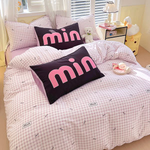 Cartoon Bear Washed Cotton Bedding Set Cloud Cotton Duvet Cover Three Piece Quilt Four Piece Bedding Set for Students Dormitory