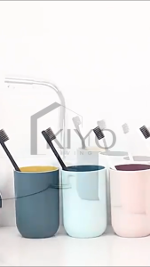 KIYO Gelas Tempat Sikat Gigi dan Kumur 2 Warna Cangkir Minum Wadah Odol Plastik Serbaguna Cangkir Pasta Sikat Gigi Kamar Mandi
