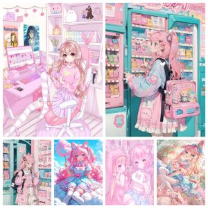 Shop Girl Picture Mosaic Embroidery Wall Art Crafts Full Crystal 5D DIY Diamond Painting Kit For Home Decor Gift Set