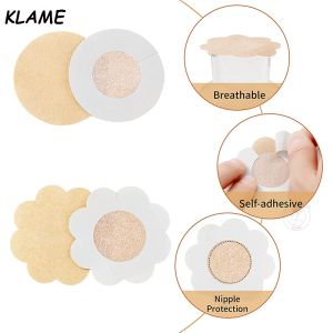 KLAME 10pcs/50pcs One-off 6cm Flower Nipple Cover Women Teat Hide Nipple Pasties Formal Dress Breast Invisible Bras Padding Chest Stickers Patch Covers KLM831
