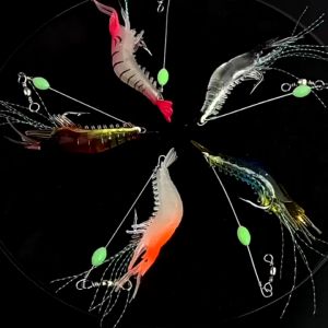 Bite Fishing 1PCS Soft Prawn Shrimp Swivel Wobbler Hook Luminous Silicon Soft Artificial Bait With Hooks